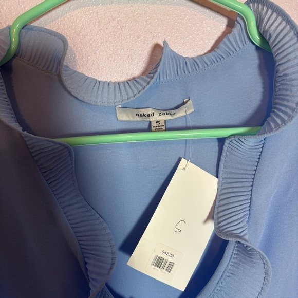 Naked Zebra Sky Blue Ruffle Blouse - Picture 3 of 3